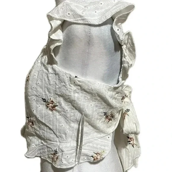 NWT Kurious tie back ruffle sleeve floral tank XS - Picture 2 of 6